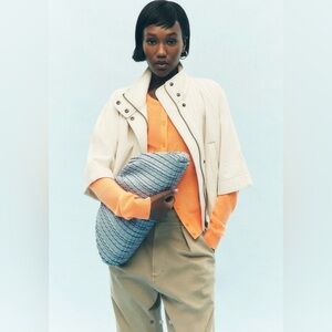 Anthropologie urban expressions Light Blue Woven Clutch with Gold Chain